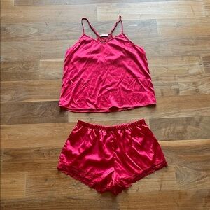 Women's Red Satin Sleepwear Set